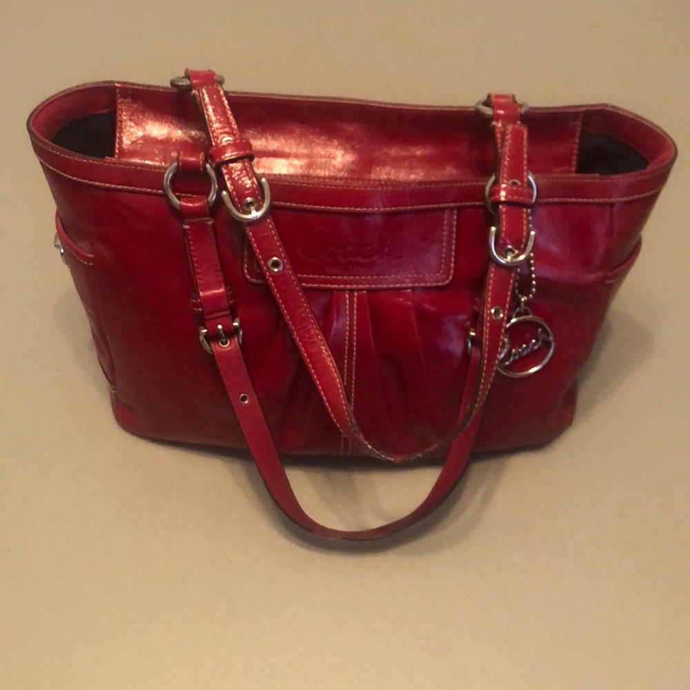 Red leather Coach satchel